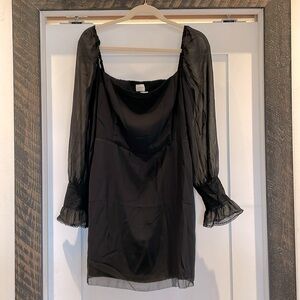 Black chiffon mini dress